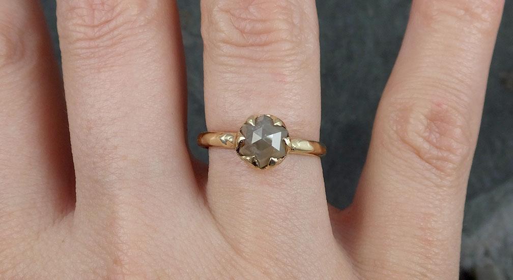Fancy cut Champagne Diamond 14k Yellow gold Solitaire Ring Gold Gemstone Engagement Ring Raw gemstone Jewelry 0807 - Gemstone ring by Angeline