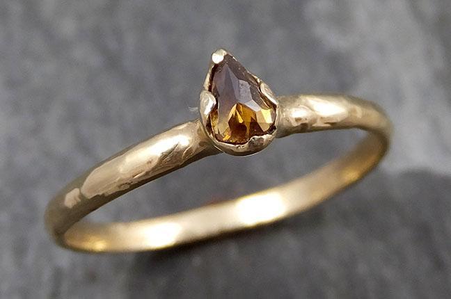 Fancy cut Cognac Diamond Solitaire Dainty Engagement 14k Yellow Gold Wedding Ring Diamond Ring byAngeline 0808 - Gemstone ring by Angeline