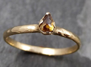 Fancy cut Cognac Diamond Solitaire Dainty Engagement 14k Yellow Gold Wedding Ring Diamond Ring byAngeline 0808 - Gemstone ring by Angeline