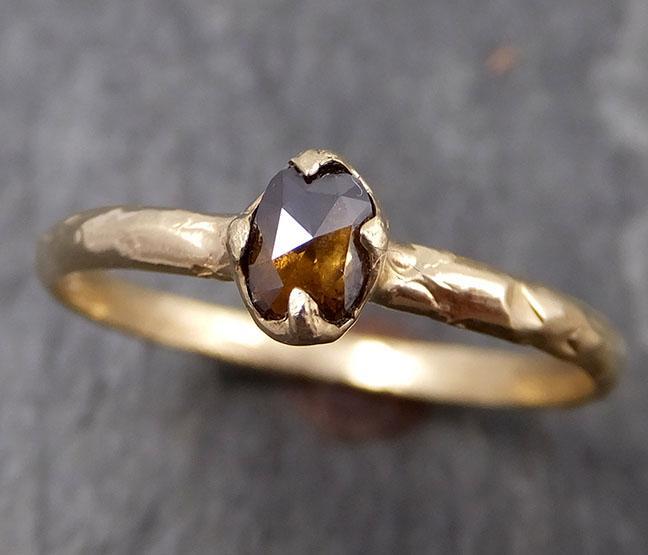 Fancy cut Cognac Diamond Solitaire Dainty Engagement 14k Yellow Gold Wedding Ring Diamond Ring byAngeline 0809 - Gemstone ring by Angeline