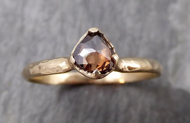 Fancy cut Cognac Diamond Solitaire Engagement 14k Yellow Gold Wedding Ring Diamond Ring byAngeline 0811 - Gemstone ring by Angeline