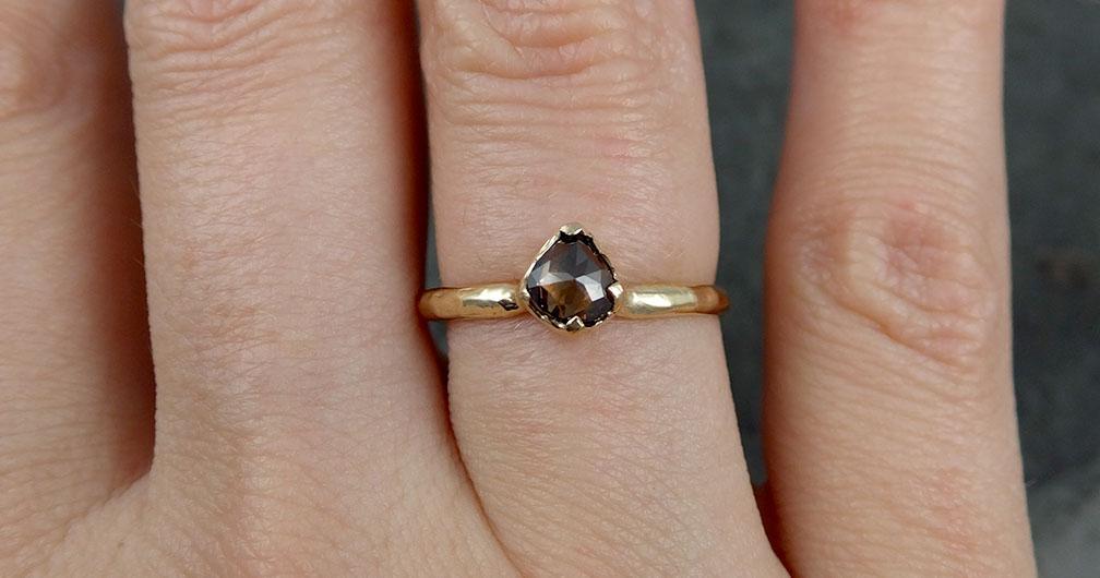 Fancy cut Cognac Diamond Solitaire Engagement 14k Yellow Gold Wedding Ring Diamond Ring byAngeline 0811 - Gemstone ring by Angeline