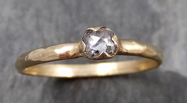 Fancy cut Dainty Diamond Engagement Ring Solitaire Recycled 14k yellow gold Diamond Wedding Promise 0814 - Gemstone ring by Angeline