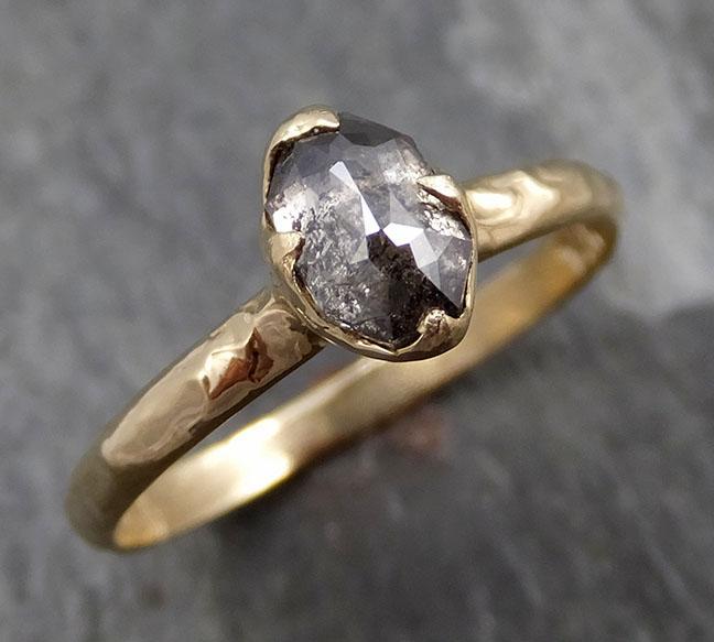 Fancy cut salt and pepper Diamond Solitaire Engagement 14k yellow Gold Wedding Ring Diamond Ring byAngeline 0822 - Gemstone ring by Angeline