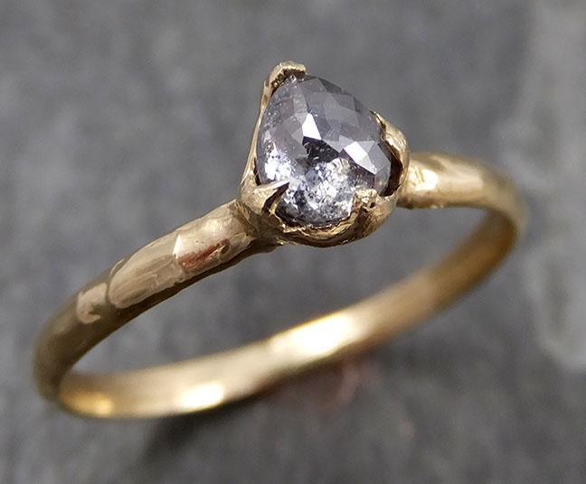 Fancy cut salt and pepper Diamond Solitaire Engagement 14k yellow Gold Wedding Ring Diamond Ring byAngeline 0823 - Gemstone ring by Angeline