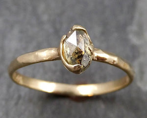 Faceted Fancy cut Champagne Diamond Solitaire Engagement 14k Yellow Gold Wedding Ring byAngeline 0824 - Gemstone ring by Angeline