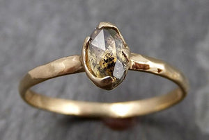 Faceted Fancy cut Champagne Diamond Solitaire Engagement 14k Yellow Gold Wedding Ring byAngeline 0824 - Gemstone ring by Angeline