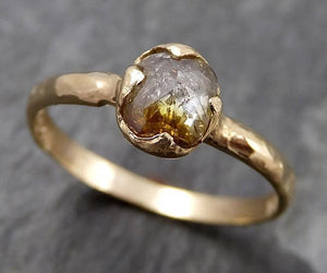 Faceted Fancy cut Champagne Diamond Solitaire Engagement 14k Yellow Gold Wedding Ring byAngeline 0825 - Gemstone ring by Angeline