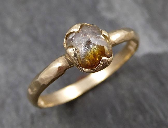 Faceted Fancy cut Champagne Diamond Solitaire Engagement 14k Yellow Gold Wedding Ring byAngeline 0825 - Gemstone ring by Angeline
