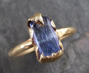 Raw Natural Tanzanite Crystal Gold Ring Rough Uncut Gemstone tanzanite recycled 14k stacking cocktail statement ring - by Angeline