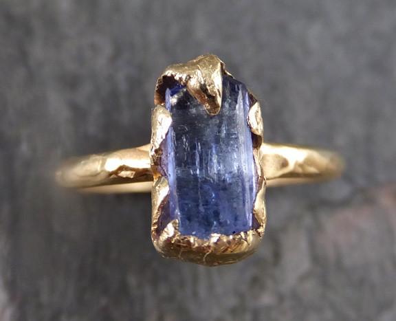 Raw Natural Tanzanite Crystal Gold Ring Rough Uncut Gemstone tanzanite recycled 14k stacking cocktail statement ring - by Angeline