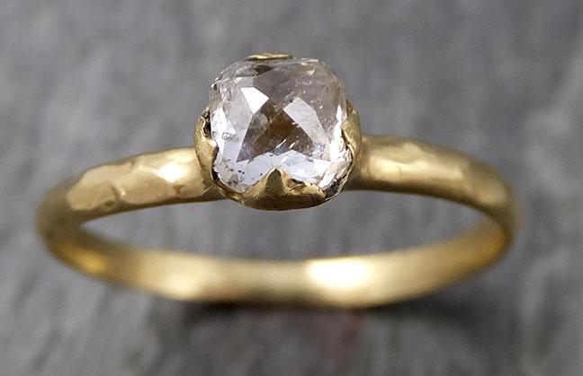 Faceted Fancy cut White Diamond Solitaire Engagement 18k Yellow Gold Wedding Ring byAngeline 0831 - Gemstone ring by Angeline