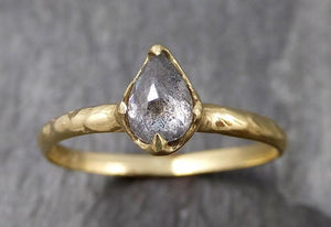Faceted Fancy cut Salt and Pepper Diamond Solitaire Engagement 18k Yellow Gold Wedding Ring byAngeline 0832 - Gemstone ring by Angeline