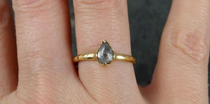 Faceted Fancy cut Salt and Pepper Diamond Solitaire Engagement 18k Yellow Gold Wedding Ring byAngeline 0832 - Gemstone ring by Angeline