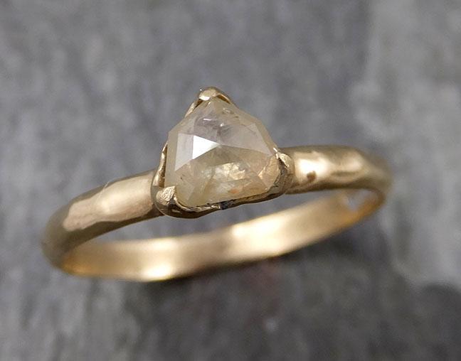 Faceted Fancy cut Rose Dainty Diamond Solitaire Engagement 14k Rose Gold Wedding Ring byAngeline 0834 - Gemstone ring by Angeline