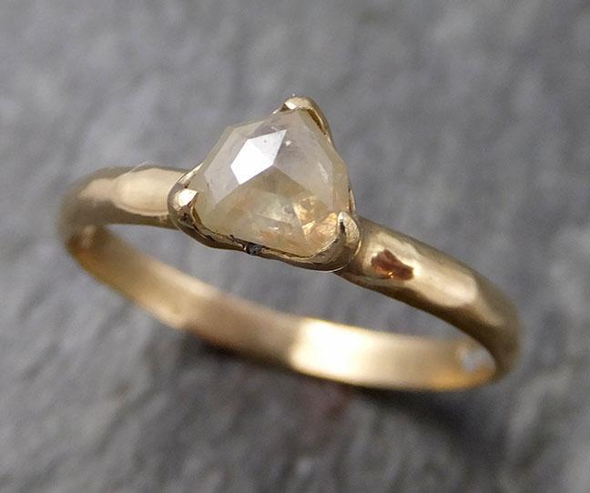 Faceted Fancy cut Rose Dainty Diamond Solitaire Engagement 14k Rose Gold Wedding Ring byAngeline 0834 - Gemstone ring by Angeline