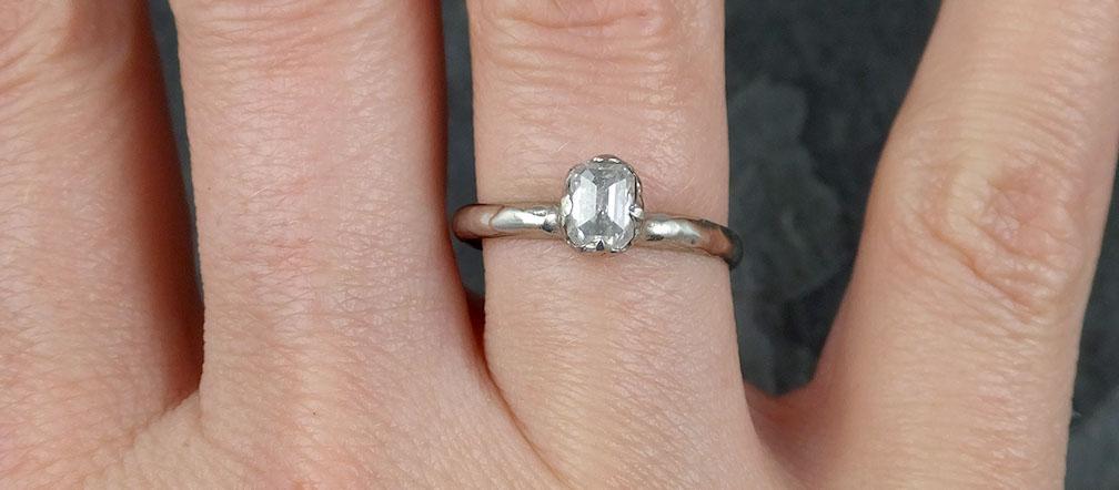 Fancy cut White Diamond Solitaire Engagement 14k White Gold Wedding Ring byAngeline 0838 - Gemstone ring by Angeline