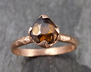 Fancy cut Cognac Diamond Solitaire Engagement 14k Rose Gold Wedding Ring Diamond Ring byAngeline 0839 - Gemstone ring by Angeline
