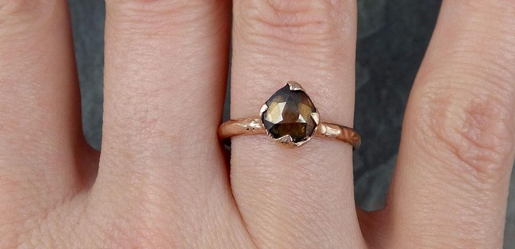 Fancy cut Cognac Diamond Solitaire Engagement 14k Rose Gold Wedding Ring Diamond Ring byAngeline 0839 - Gemstone ring by Angeline
