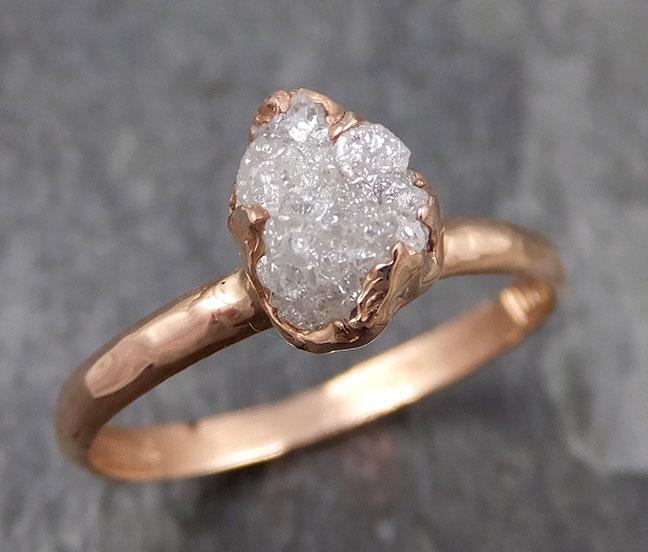 Raw Diamond Solitaire Engagement Ring Rough 14k rose Gold Wedding Ring diamond Stacking Ring Rough Diamond Ring byAngeline 0840 - Gemstone ring by Angeline