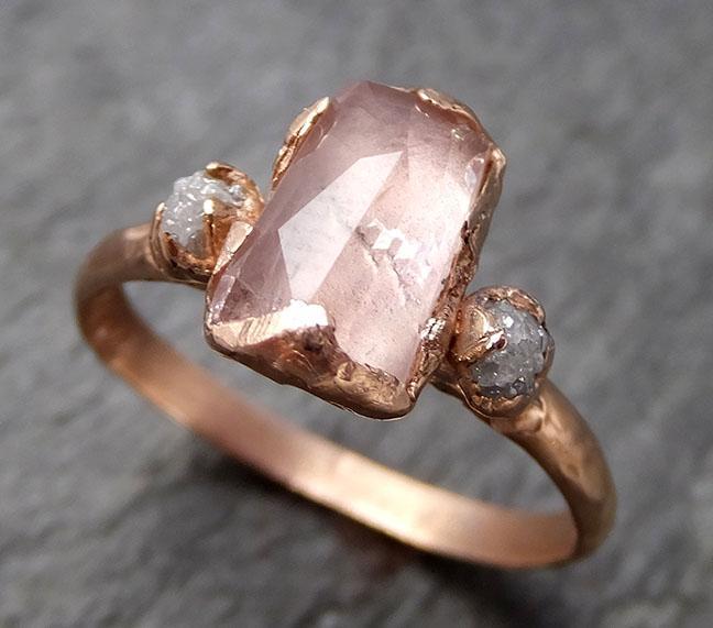 Partially Faceted Pink Topaz Diamond 14k rose Gold Ring One Of a Kind Gemstone Ring Recycled gold byAngeline Multi stone 0841 - Gemstone ring by Angeline