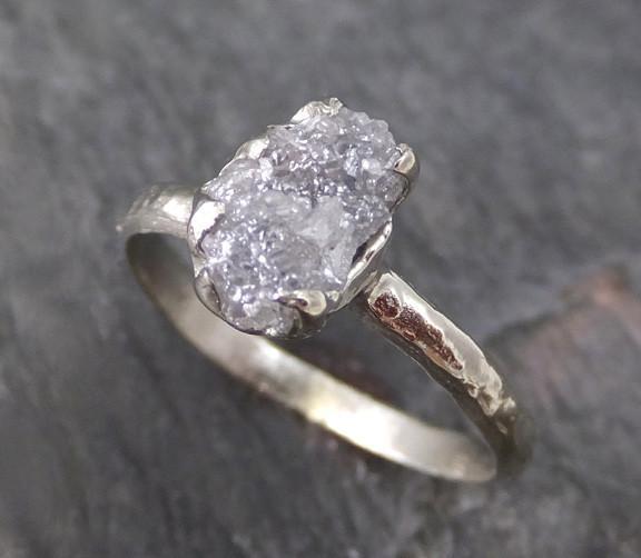Raw Rough UnCut Diamond Engagement Ring Rough Diamond Solitaire 14k white gold Conflict Free Diamond Wedding Promise Ring - by Angeline