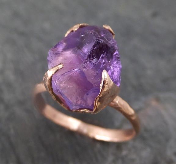 Amethyst Rose Gold Ring Purple Gemstone Recycled 14k rose Gold Gemstone Cocktail Statement ring 0107 - by Angeline