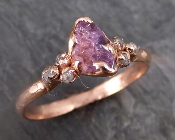Raw Sapphire pink Diamond Gold Engagement Ring Wedding Custom One Of a Kind Gemstone Ring purple Multi stone Ring - by Angeline