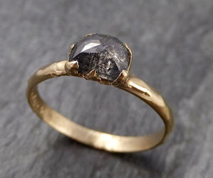 Fancy cut salt and pepper Diamond Solitaire Engagement 18k yellow Gold Wedding Ring Diamond Ring byAngeline 0846 - Gemstone ring by Angeline