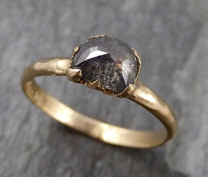 Fancy cut salt and pepper Diamond Solitaire Engagement 18k yellow Gold Wedding Ring Diamond Ring byAngeline 0846 - Gemstone ring by Angeline