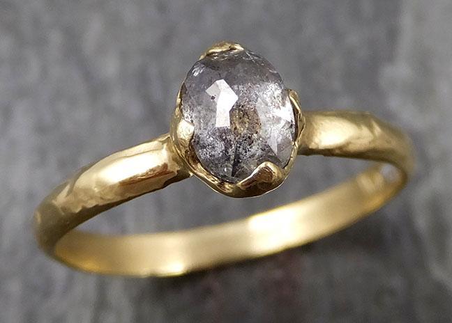 Fancy cut salt and pepper Diamond Solitaire Engagement 18k yellow Gold Wedding Ring Diamond Ring byAngeline 0849 - Gemstone ring by Angeline