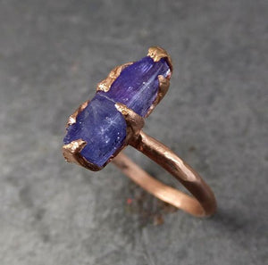 Raw Tanzanite Crystal Rose Gold Ring Rough Uncut Gemstone tanzanite recycled 14k stacking cocktail statement by Angeline - by Angeline
