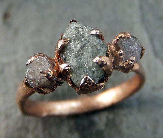 raw pink diamond rose gold engagement ring wedding ring custom one