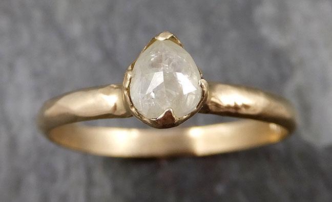 Faceted Fancy cut White Diamond Engagement 14k Yellow Gold Solitaire Wedding Ring byAngeline 0856 - Gemstone ring by Angeline
