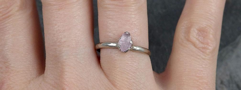 Raw Sapphire White Gold Engagement Ring Solitaire Wedding Ring Sapphire Pink Gemstone Ring byAngeline 0858 - Gemstone ring by Angeline