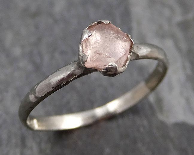 Raw Sapphire White Gold Engagement Ring Solitaire Wedding Ring Sapphire Peach Gemstone Ring byAngeline 0859 - Gemstone ring by Angeline