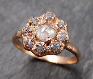 Fancy cut and Raw Rough Diamond Halo Engagement 14k Gold Wedding Ring diamond Wedding Set Stacking Ring Rough Diamond Ring by Angeline 0861 - Gemstone ring by Angeline