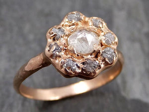 Fancy cut and Raw Rough Diamond Halo Engagement 14k Gold Wedding Ring diamond Wedding Set Stacking Ring Rough Diamond Ring by Angeline 0861 - Gemstone ring by Angeline