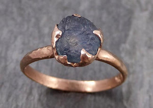 Raw Sapphire montana sapphire Rose Gold Engagement Ring Steel Blue Wedding Ring Custom Gemstone Ring Solitaire Ring byAngeline 0864 - Gemstone ring by Angeline