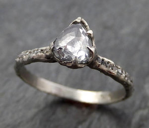 Fancy cut White Diamond Engagement 14k White Gold Multi stone Wedding Ring Rough Diamond Ring byAngeline 0869 - Gemstone ring by Angeline