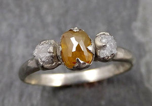 Fancy cut yellow Diamond Multi Stone Engagement 14k White Gold Wedding Ring Rough Diamond Ring byAngeline 0872 - Gemstone ring by Angeline