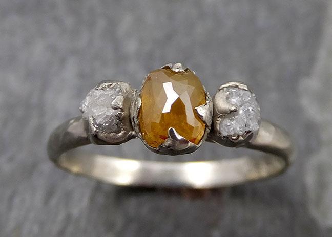 Fancy cut yellow Diamond Multi Stone Engagement 14k White Gold Wedding Ring Rough Diamond Ring byAngeline 0872 - Gemstone ring by Angeline