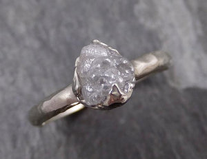 Rough Diamond Engagement Ring Raw 14k White Gold Ring Wedding Diamond Solitaire Rough Diamond Ring byAngeline 0873 - Gemstone ring by Angeline