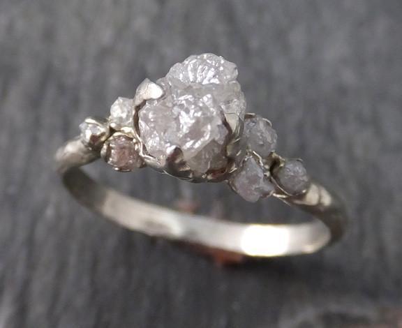 Raw Diamond White gold Engagement Ring Rough Gold Wedding Ring diamond Wedding Ring Rough Diamond Ring - by Angeline