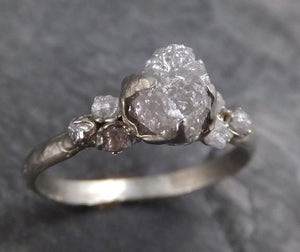 Raw Diamond White gold Engagement Ring Rough Gold Wedding Ring diamond Wedding Ring Rough Diamond Ring - by Angeline