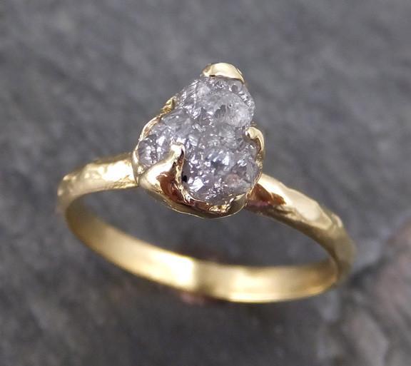 Raw Diamond Solitaire Engagement Ring 18k Rough Uncut gemstone gold Conflict Free Diamond Wedding Promise - by Angeline