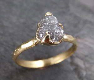 Raw Diamond Solitaire Engagement Ring 18k Rough Uncut gemstone gold Conflict Free Diamond Wedding Promise - by Angeline