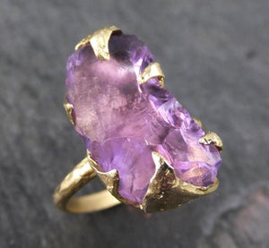 Amethyst Gold Ring Purple Gemstone Recycled 18k yellow Gold Gemstone One of a kind Birthstone Unique Cocktail Statement ring byAngeline 0124 - by Angeline