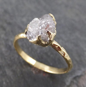 Raw Diamond Solitaire Engagement Ring 18k Rough Uncut gemstone gold Conflict Free Diamond Wedding Promise byAngeline - by Angeline
