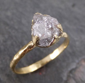 Raw Diamond Solitaire Engagement Ring 18k Rough Uncut gemstone gold Conflict Free Diamond Wedding Promise byAngeline - by Angeline